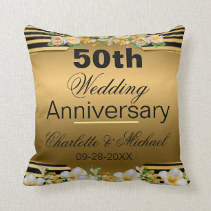 Gold 50. Hochzeitstag Kissen