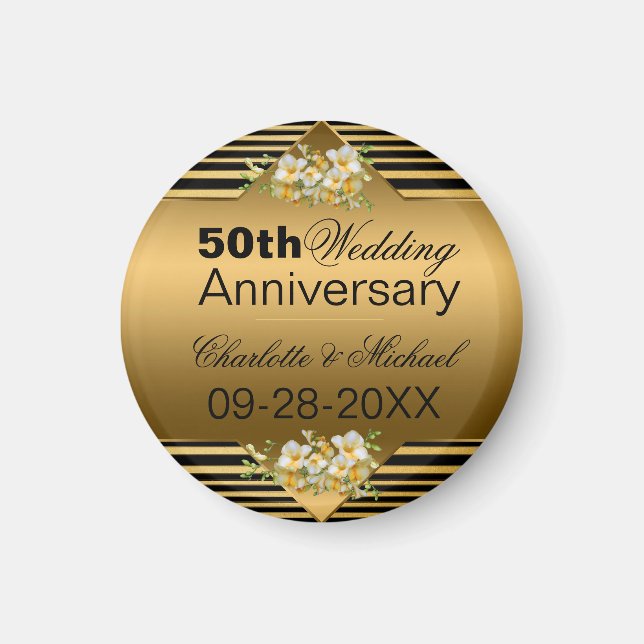 Gold 50. Hochzeitstag Magnet (Vorne)