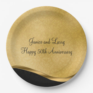 Gold 50. Hochzeitstag Pappteller