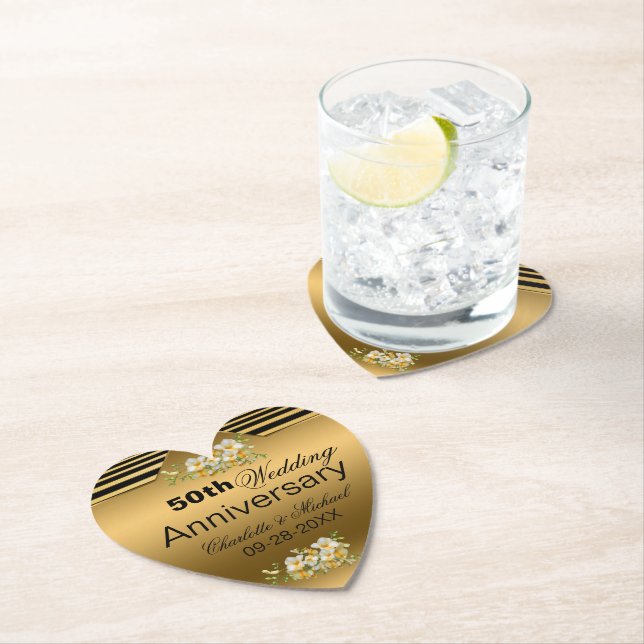 Gold 50. Hochzeitstag Untersetzer (Vor Ort)