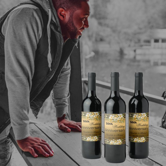 Gold 50. Hochzeitstag Weinetikett (Von Creator hochgeladen)