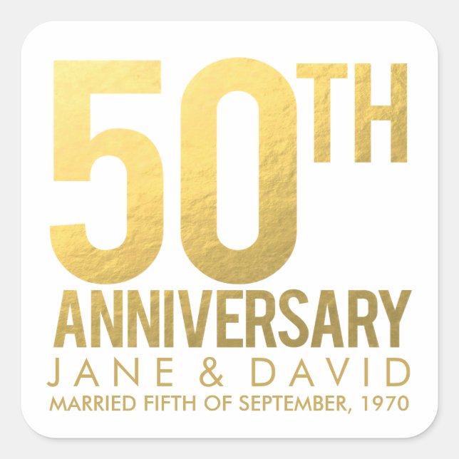 Gold 50 Jahre Personalisierte Stickers (Vorderseite)