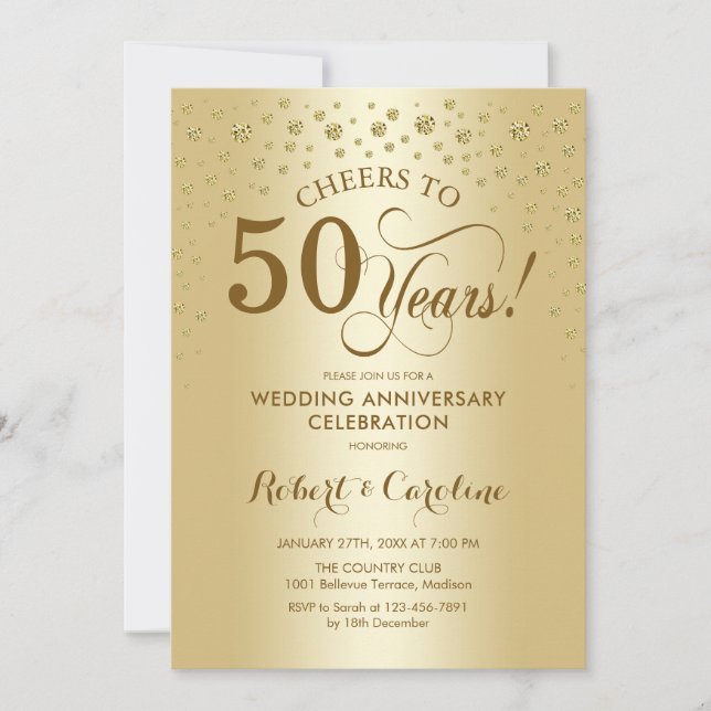 Gold 50th Anniversary Celebration Invitation (Devant)