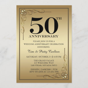 Gold 50th Mariage Anniversary Party invitation