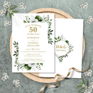 Gold 50th Wedding Anniversary Monogram Floral Einladung