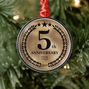 Gold 5-Jubiläum-Logo für das benutzerdefinierte Ge Ornament Aus Metall