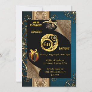 Gold 60th Birthday Invitation