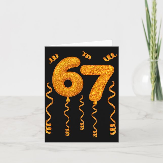 Gold 67 Party Balloons Funny 67 Meme Christmas 67  Karte (Vorderseite)