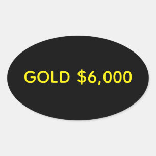Gold $6.000 Marktzuwachsfeier Ovaler Aufkleber