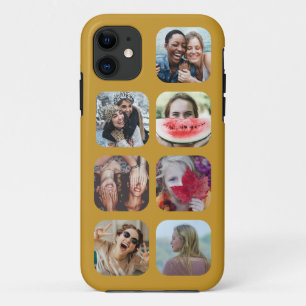 Gold 7 Foto Collage Square Template iPhone Case