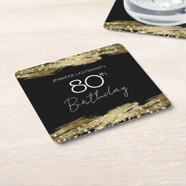 Gold 80. Geburtstagsparty Square Paper Untersetzer (angewinkelt)