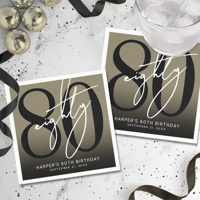 Gold 80th Birthday Party Serviette (Gold 80th Birthday Party Napkins )