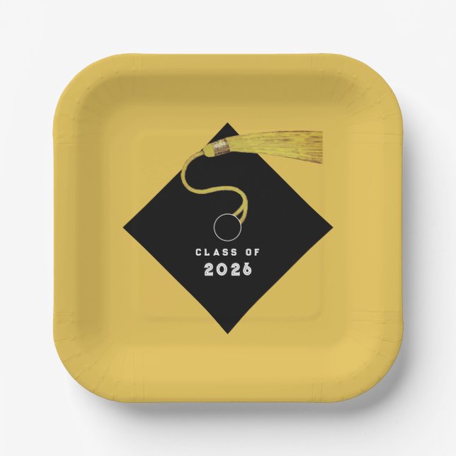 Gold Abschluss 2025 Party Pappteller (Vorderseite)