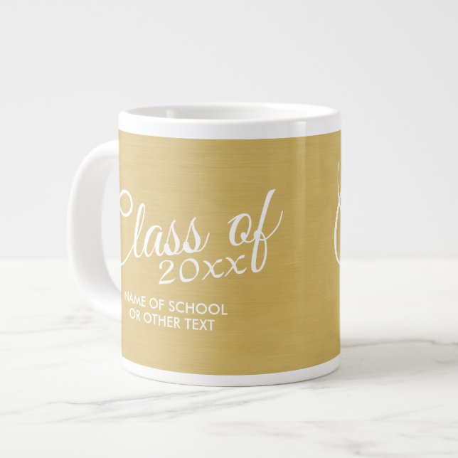 Gold Abschluss Class mit Jahrgangsschule Jumbo-Tasse (Vorderseite Links)