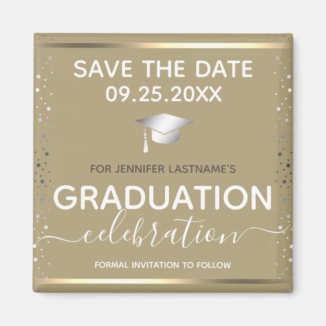 Gold Abschluss Save the Date Magnet (Vorne)