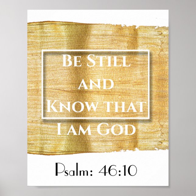 Gold Abstract Bible verse quote psalm 46:10 Poster (Vorne)