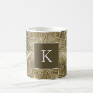 Gold Abstrakt Geblüht Monogram-Tasse Kaffeetasse