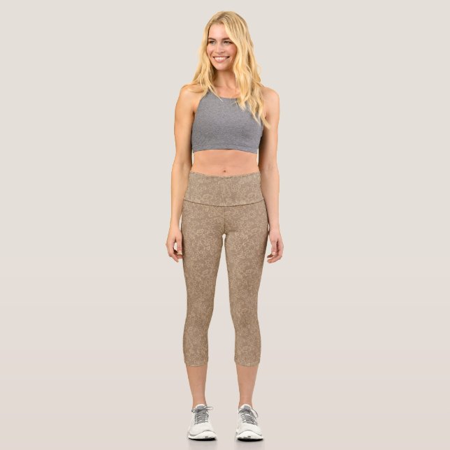 Gold Abstrakt Taupe Leggings (Vorderseite)