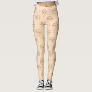 Gold Abstrakte Blume für Peach Yoga Pants Leggings
