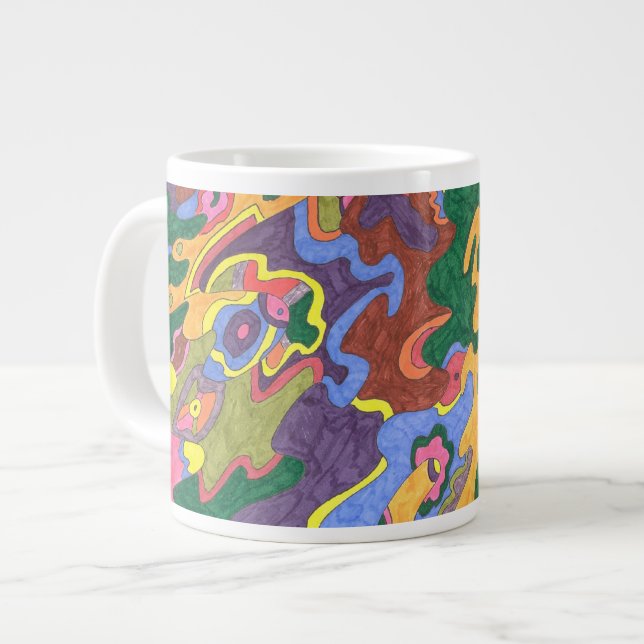 "Gold" Abstrakte Kunst Jumbo-Tasse (Vorderseite Links)