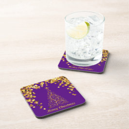 Gold Abstrakte Weihnachtsbaumgetränke Coaster Getränkeuntersetzer