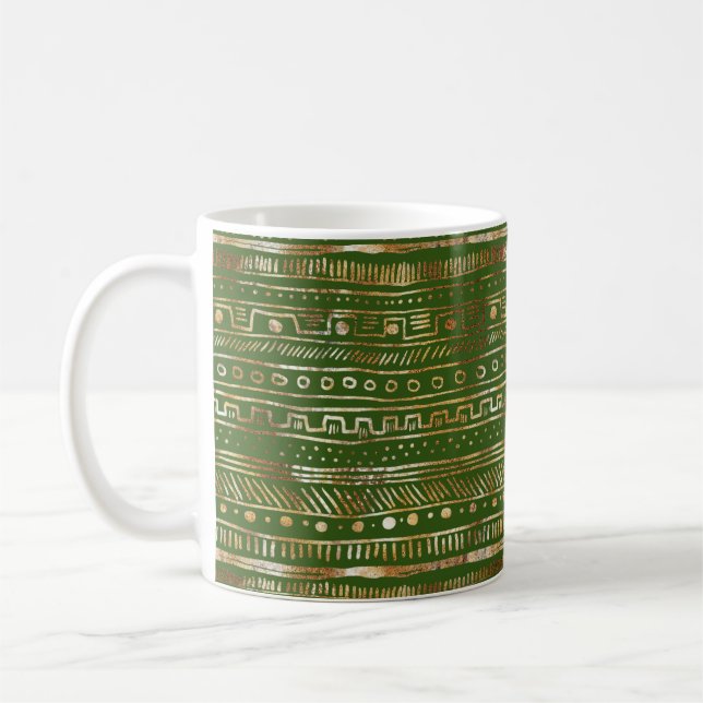 Gold Abstraktes Design Deep Hunter Green Hübsch Kaffeetasse (Links)