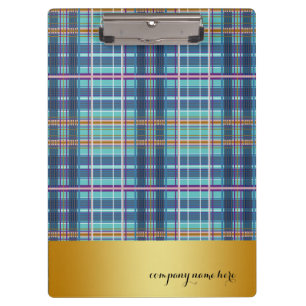 Gold Abzeichen Denim Checked Blue Klemmbrett