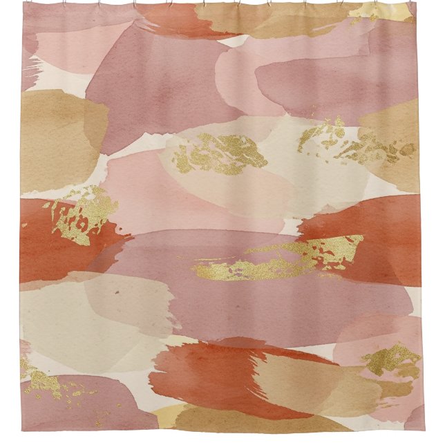 Gold Accented Fluid Art - Sienna Marble (7) Duschvorhang (Vorderseite)