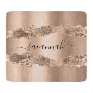 Gold Achat Marmor Name Schrift  Schneidebrett