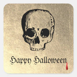 Gold Adult Halloween-Party Skull Quadratischer Aufkleber