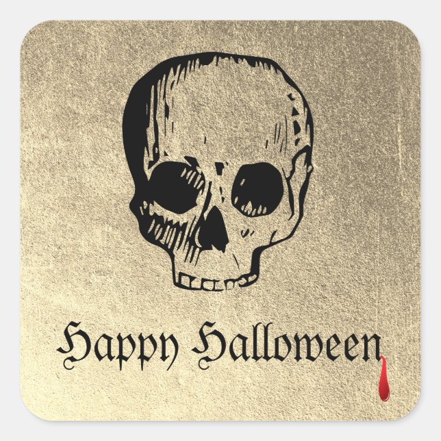 Gold Adult Halloween-Party Skull Quadratischer Aufkleber (Vorderseite)
