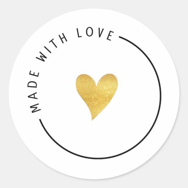 Gold Aesthetic Made With Love  Runder Aufkleber (Vorderseite)
