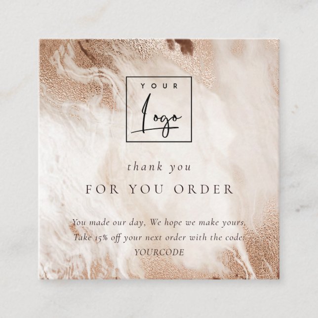 Gold Agate Beige Vielen Dank für Ihr Interesse an  Quadratische Visitenkarte (Vorderseite)