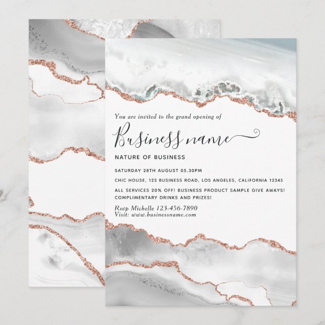 Gold Agate Grand Opening Einladung von White and R (Vorne/Hinten)