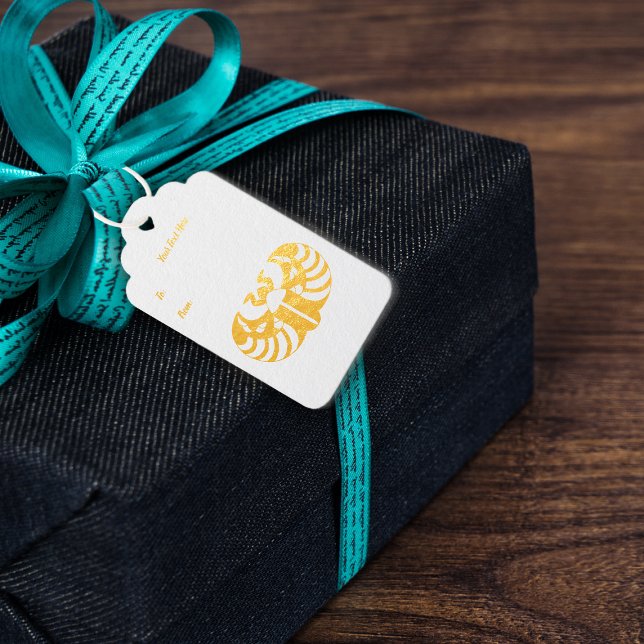 Gold Ägyptischer Symbol Scarab Käfer Imitate Glitz Geschenkanhänger (Gold foil Egyptian scarab beetle hanging gift tag.)