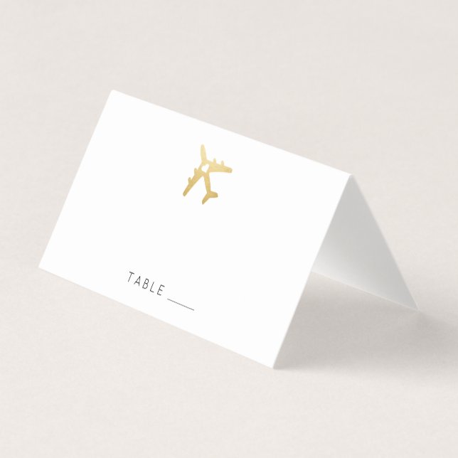 Gold Airplane Cartes de voyage Coeur (Devant)