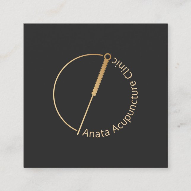 Gold-Akupunktur-Nadellogo Quadratische Visitenkarte (Vorderseite)