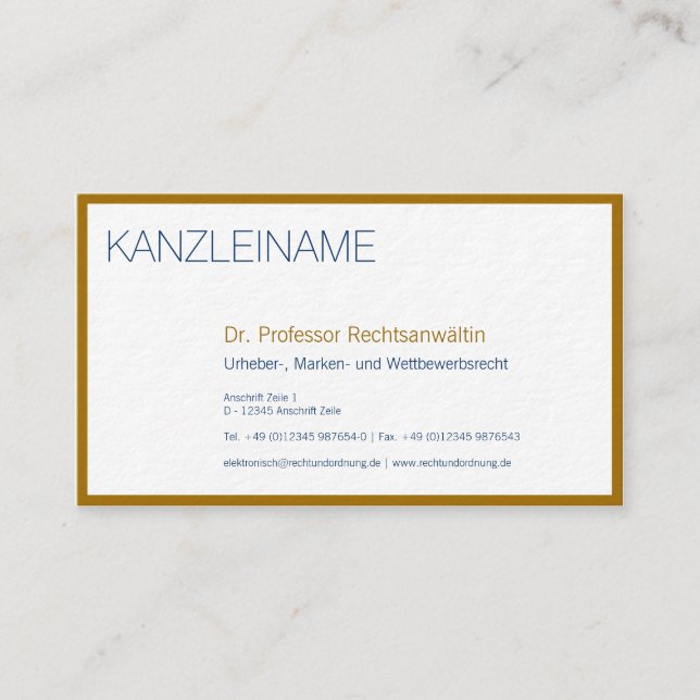 Gold Akzente Visitentententenkarte Visitenkarte (Vorderseite)