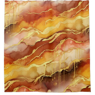 Gold akzentuierte Fluid Art - Siena-Marmor (10) Duschvorhang