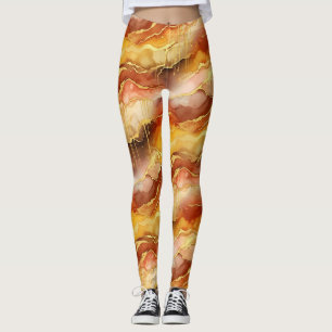 Gold akzentuierte Fluid Art - Siena-Marmor (10) Leggings