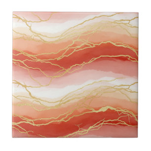 Gold akzentuierte Fluidkunst - Siena-Marmor (2) Fliese