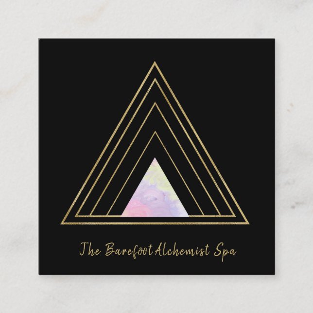 *~* Gold Alchemy Triangle Sacred Geometry Minimal Quadratische Visitenkarte (Vorderseite)