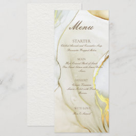 Gold Alkoholtink Handmade White Flat Menü Menükarte