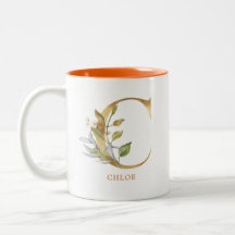 Gold Alphabet C Monogram | Blätter