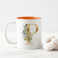 Gold Alphabet P Monogram | Blätter
