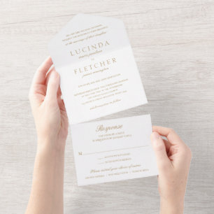Gold Alt Geld Elegant Hochzeit All In One Einladung