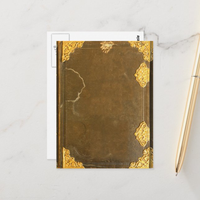 Gold & Altes Buchcover Postkarte (Vorderseite/Rückseite Beispiel)