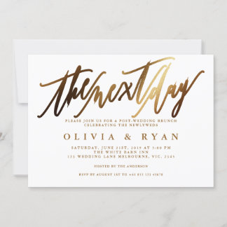 Gold am Morgen nach der Hochzeit Brunch Einladung