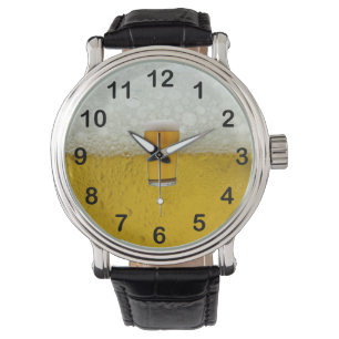 Gold Amber "Die Zeit ist Bier Uhr" 2 Armbanduhr