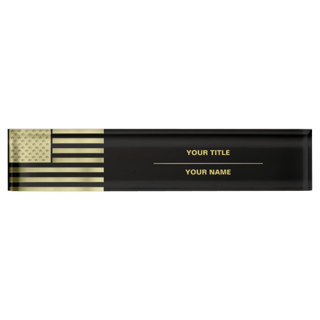 Gold American Flag Namensplakette (Vorderseite)